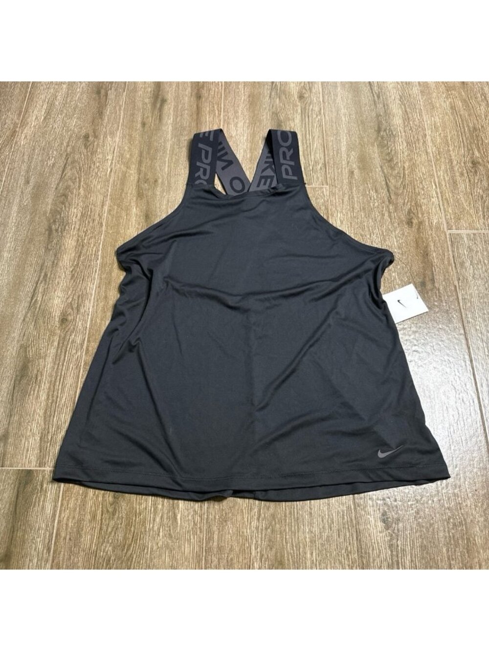 NWT Nike Pro Elastika Tank Black Strappy Back Womens L